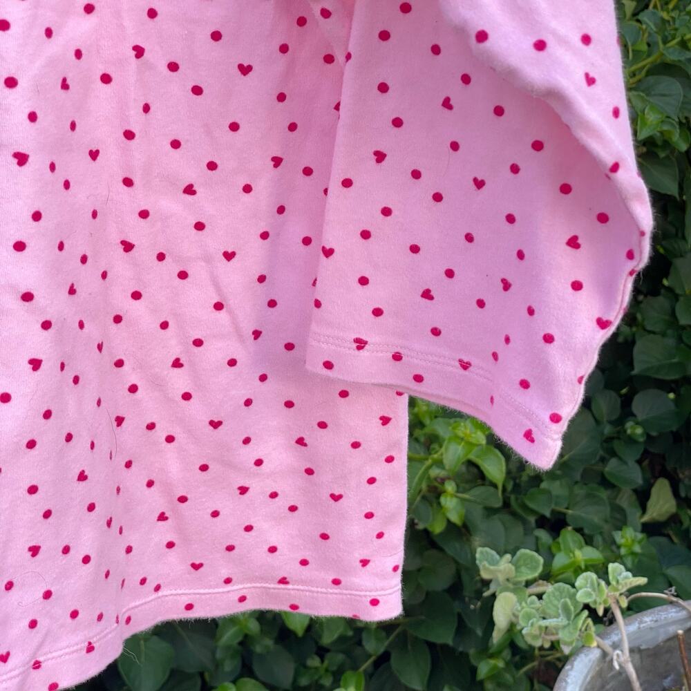 Heart Polka Dot All Over Print Pink & Red 100 Cotton Soft Girl Minimalist Tee- M - Picture 3 of 9